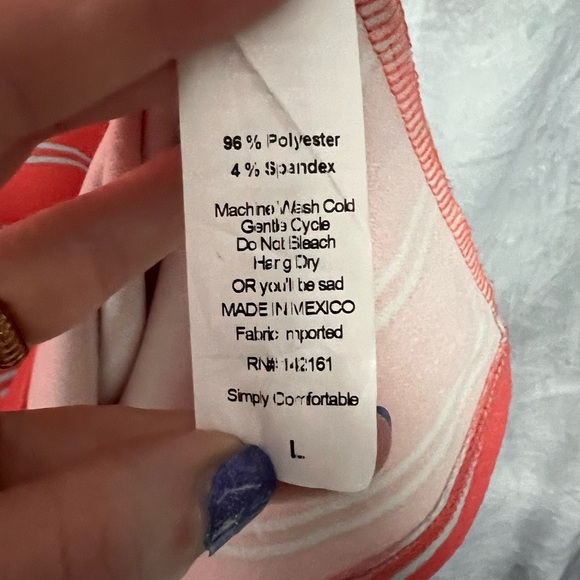 LuLaRoe Amelia Striped Coral & White Dress with Box Pleats and POCKETS - LG - Picture 9 of 11